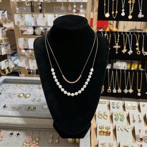 💓 K18 gold plated, pretty 2 layers fashion pearl necklace